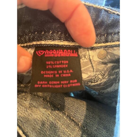 Rock & Roll Mid Rise Trouser Jean Women 29x30 Western Cowgirl Country Y2K Stitch - Picture 10 of 11